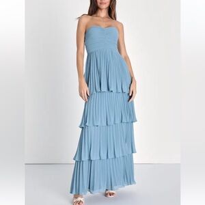 Lulus Blue Strapless Maxi Dress
